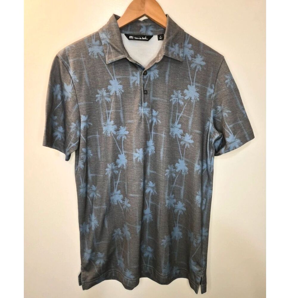 Travis Mathew Mens Polo Shirt Golf Tropical Palm Tree Stretch Performance Small - Picture 2 of 10